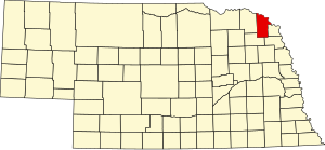 Map of Nebraska highlighting Dixon County