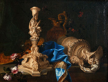 Nature morte avec chandelier “des travaux d'Hercule” et deux aiguières, château de Versailles.