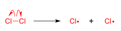 Homolytic bond cleavage of chlorine