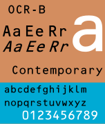 OCR-B. Fonte conçue en 1963, publiée en 1965.