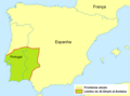 Limites do Al-Gharb al-Andaluz no inicio da expansão islâmica.[7]