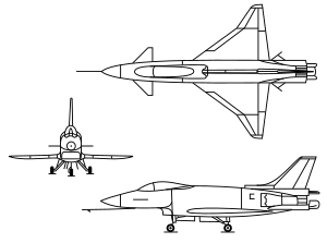 Orthographic projection of the Rockwell X-31.