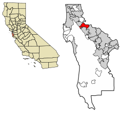 Location of Burlingame in San Mateo County, California