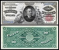 $20 Silver Certificate, Series 1886, Fr.316, depicting Daniel Manning