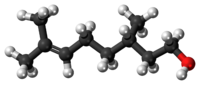 Ball-and-stick model of the (-)-citronellol molecule