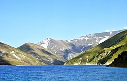 Lake Kezenoyam, the deepest lake in the Caucasus Mountains, is located mostly in Botlikhsky District