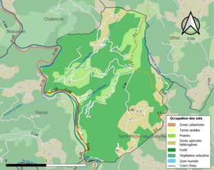 Carte en couleurs présentant l'occupation des sols.