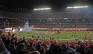 The Virginia Tech Hokies football team takes the field before the start of the game.