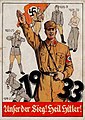 Propaganda poster showing SA uniforms from the Freikorps movements after World War I, through the party ban 1923–25, the uniform ban 1930–1931 up to 1933 when Adolf Hitler became Chancellor