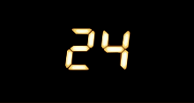 The intertitle for the series which shows the number 24 in orange text on a black background