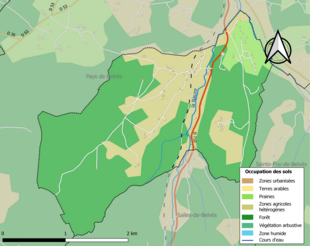 Carte en couleurs présentant l'occupation des sols.