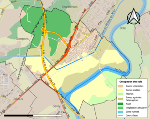 Carte en couleurs présentant l'occupation des sols.