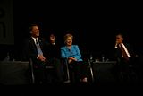 (from left to right) Edwards, Clinton and Obama during the debate