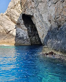 Monk Seal Cave seen from boat