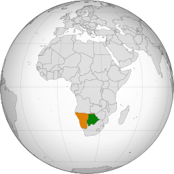 Map indicating locations of Botswana and Namibia