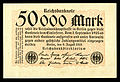 50.000 Mark 9. August 1923 (Wert ca. 5 Pfennig von 1914)