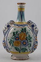 decorative pilgrim flask, 1700-1725