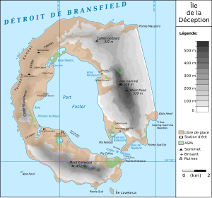 Karte von Deception Island mit der Pendulum Cove (hier: Anse Pendulum)