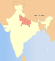Thumbnail map of India with Uttar Pradesh highlighted