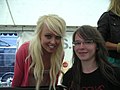 Jorgie Porter with a fan  Done