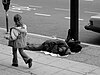 Man sleeping on Canadian sidewalk