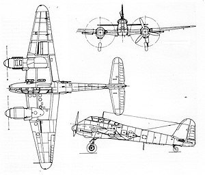 Me 210 3-view drawing