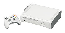 The original Xbox 360 model with an Xbox 360 controller
