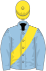 Light blue, yellow sash and cap