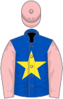 ROYAL BLUE, yellow star, pink sleeves and cap