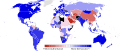 Carte du monde présentant les données du rapport Polity pour l'année 2011. Une couleur bleue indique une démocratie.