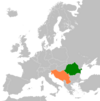 Location map for Romania and Yugoslavia.