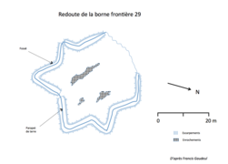 Schéma d’une redoute militaire en forme étoilée.