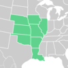 Symphyotrichum turbinellum distribution map: US — Primarily the Ozarks of Arkansas, Illinois, Iowa, Kansas, Louisiana, Missouri, Nebraska, and Oklahoma.