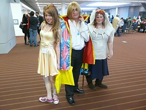 Cosplaying Asuka Langley, Howl, and San at Tekkoshocon in 2010.