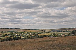 A view overlooking a small rural settlement