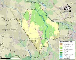 Carte en couleurs présentant l'occupation des sols.