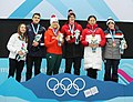 Mixed Doubles Medal Ceremony (from left to right): Chana Beitone, Nikolai Lysakov (silver); Laura Nagy, Nathan Young (gold); Pei Junhang, Vít Chabičovský (bronze)