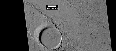 Closer view of previous image, showing layers, as seen by HiRISE under HiWish program