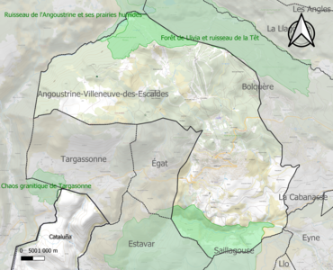 Carte des ZNIEFF de type 1 sur la commune.