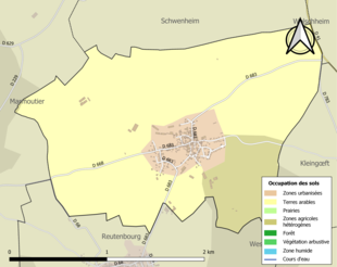 Carte en couleurs présentant l'occupation des sols.