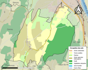 Carte en couleurs présentant l'occupation des sols.