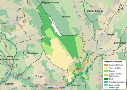 Carte en couleurs présentant l'occupation des sols.