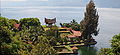 View of the lake with an example of Batak architecture in the foreground.