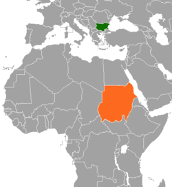 Map indicating locations of Bulgaria and Sudan