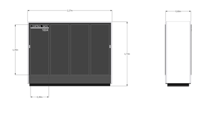 2-views drawing of a CDC 1604 with scaling