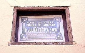 Lápida en memoria de Julián Fortea Salvi, gobernador civil-militar de Filipinas, fallecido en las islas Batanes en 1898