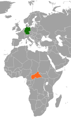 Map indicating locations of Germany and Central African Republic