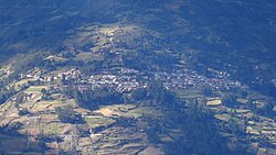 Aerial view of the city of Huacaybamba