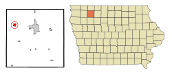 Location of Everly, Iowa