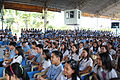 Students listening to a drug symposium sponsored by the Philippine National Police